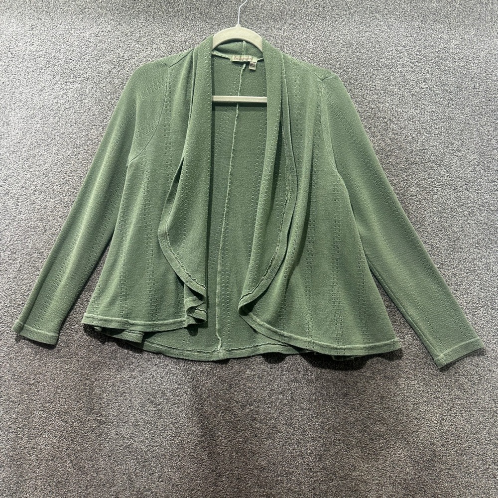 Fresh Produce Cardigan Sweater XS/S Sage Green Pointelle Knit Open Front USA
